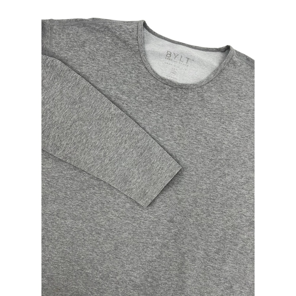 BYLT Premium Basics Mens XXL Drop Cut Lux Long Sleeve Shirt Heather Gray Crew
